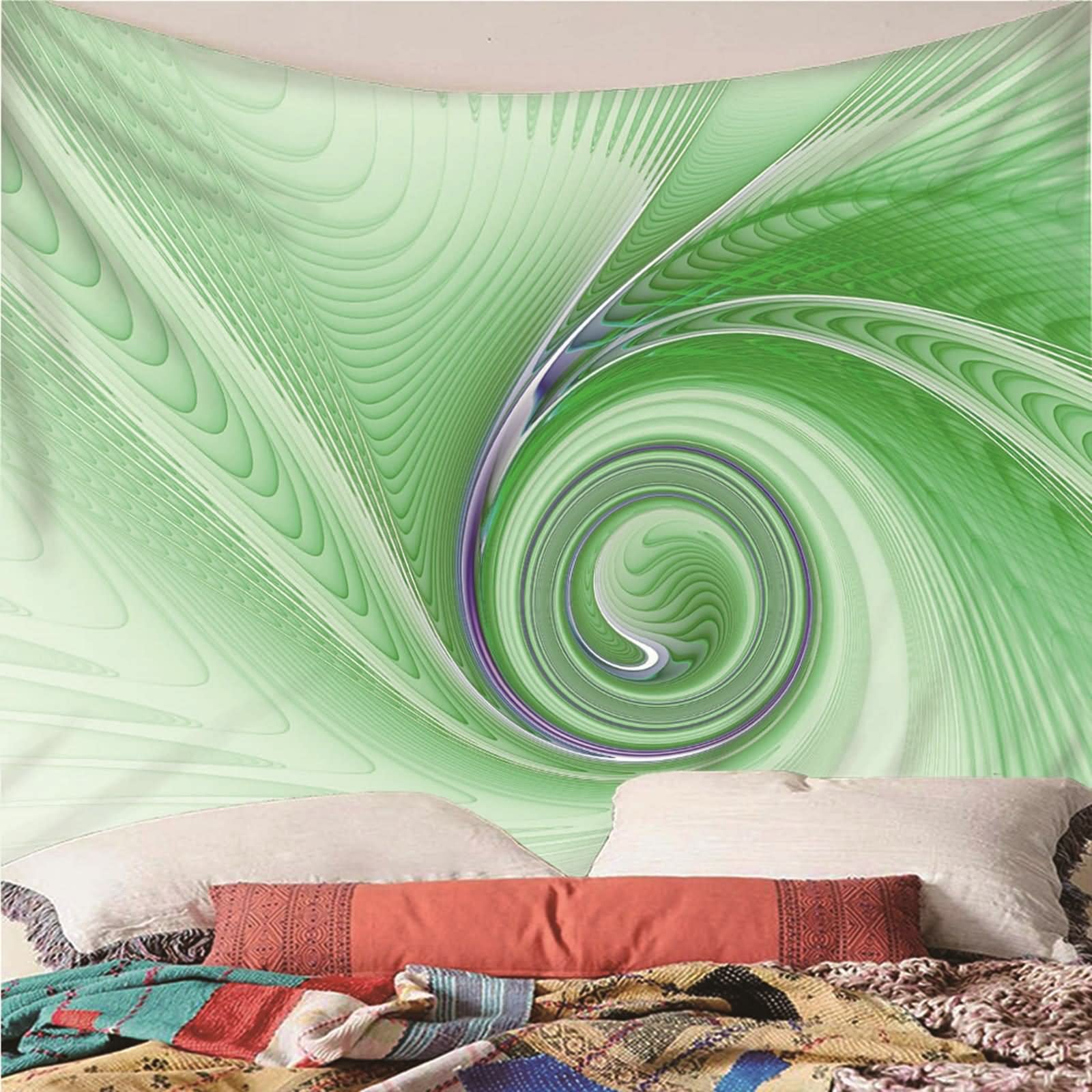 Tapices de Pared Navidad, Objetos Decoración Pared Patrón de Espiral Cian Degradado Poliéster Cian Degradado 150x130CM