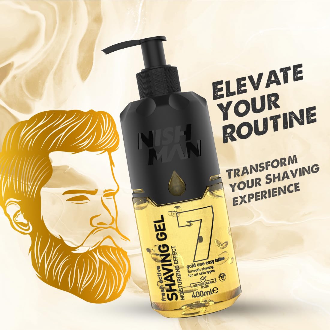 Nishman Fresh Active Non Foaming Shaving Gel | Moisturizing Effect | Dermatologist Tested | All Skin Type | Vegan, No Sulfates, Parabens or Silicones | 400 ML 1