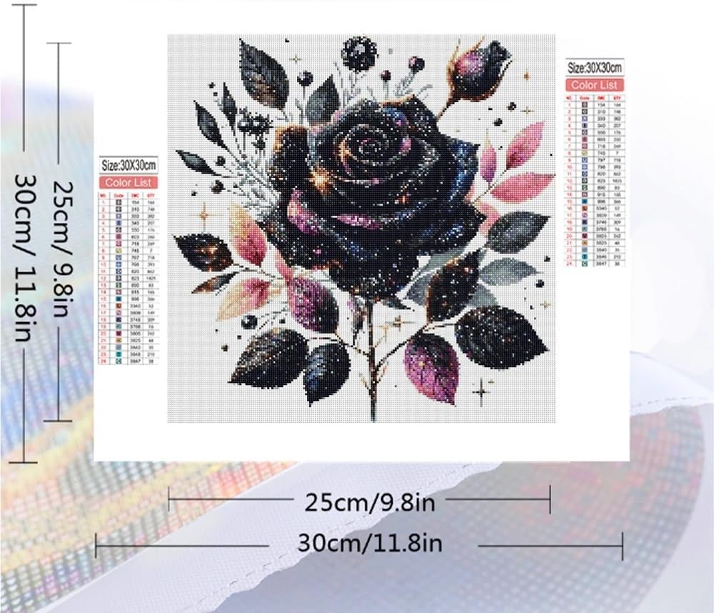 Diamond Mosaic Flower Rose Pattern Beginners Diamond Painting DIY Cross Stitch Kits Home Bedroom Wall Artwork(Full Round 50X50cm)