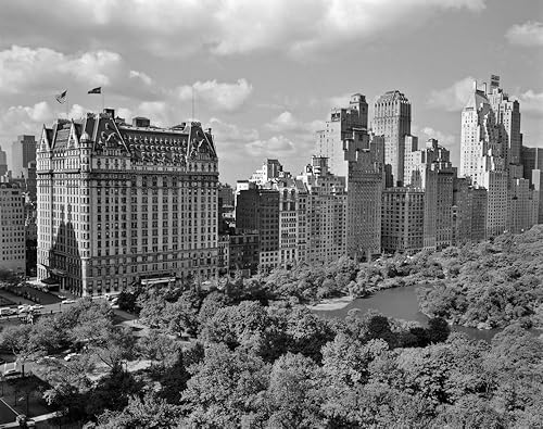 Posterazzi Vintage Collection - Póster de la calle Manhattan 57 a lo largo de Central Park Plaza Hotel de los años 50