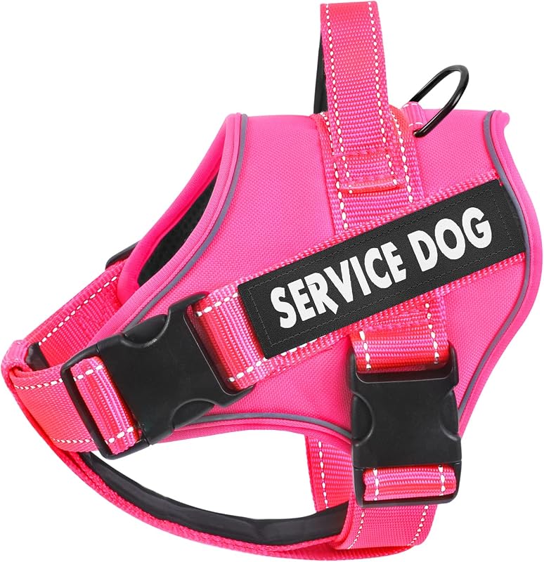 Peitoral Vest para Cães VOOPET com Faixas Refletivas, Ajustável e Respirável, Rosa-choque, Tamanho S