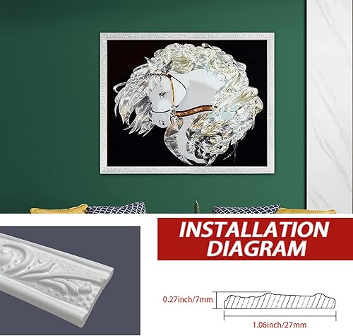 Miniatura 2 de Moldura de pared flexible de 16.4 pies, autoadhesiva, para despegar y pegar, moldura de techo, pared de fondo de TV, marco de espejo para decoración