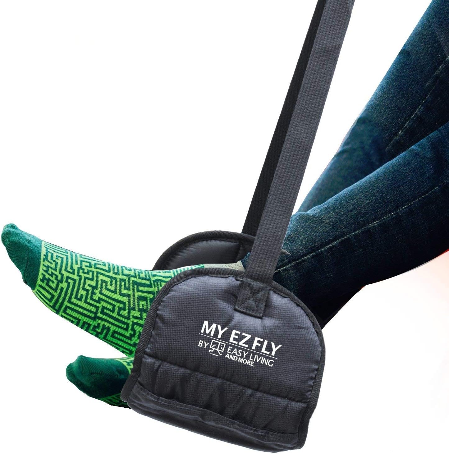 My EZ Fly | Premium Airplane Foot Rest Hammock with Memory Foam and Stable Base | Comfortable Foot Rest for Under Desk at Work Or Travel | Must-Have Travel Accessories | Airplane Footrest