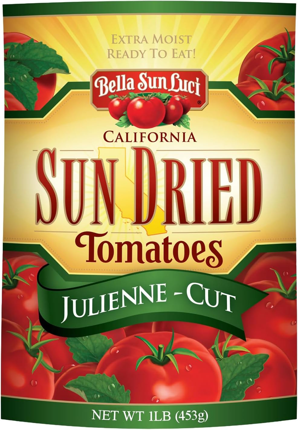 Bella Sun Luci Sun Dried Tomatoes Julienne Cut, Mediterranean Style Sun-Ripened Tomatoes, Kosher, Vegan, Gluten-Free, Premium Ingredient for Pasta, Pizza, Salads, Sandwiches & Appetizers