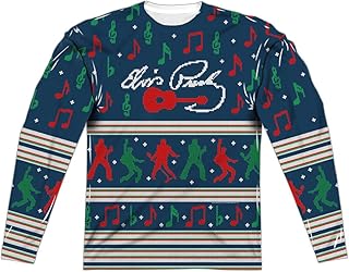 Best Elvis Presley - Merry Elvis Faux Sweater - Two-Sided - Adult Long-Sleeve T-Shirt Review 