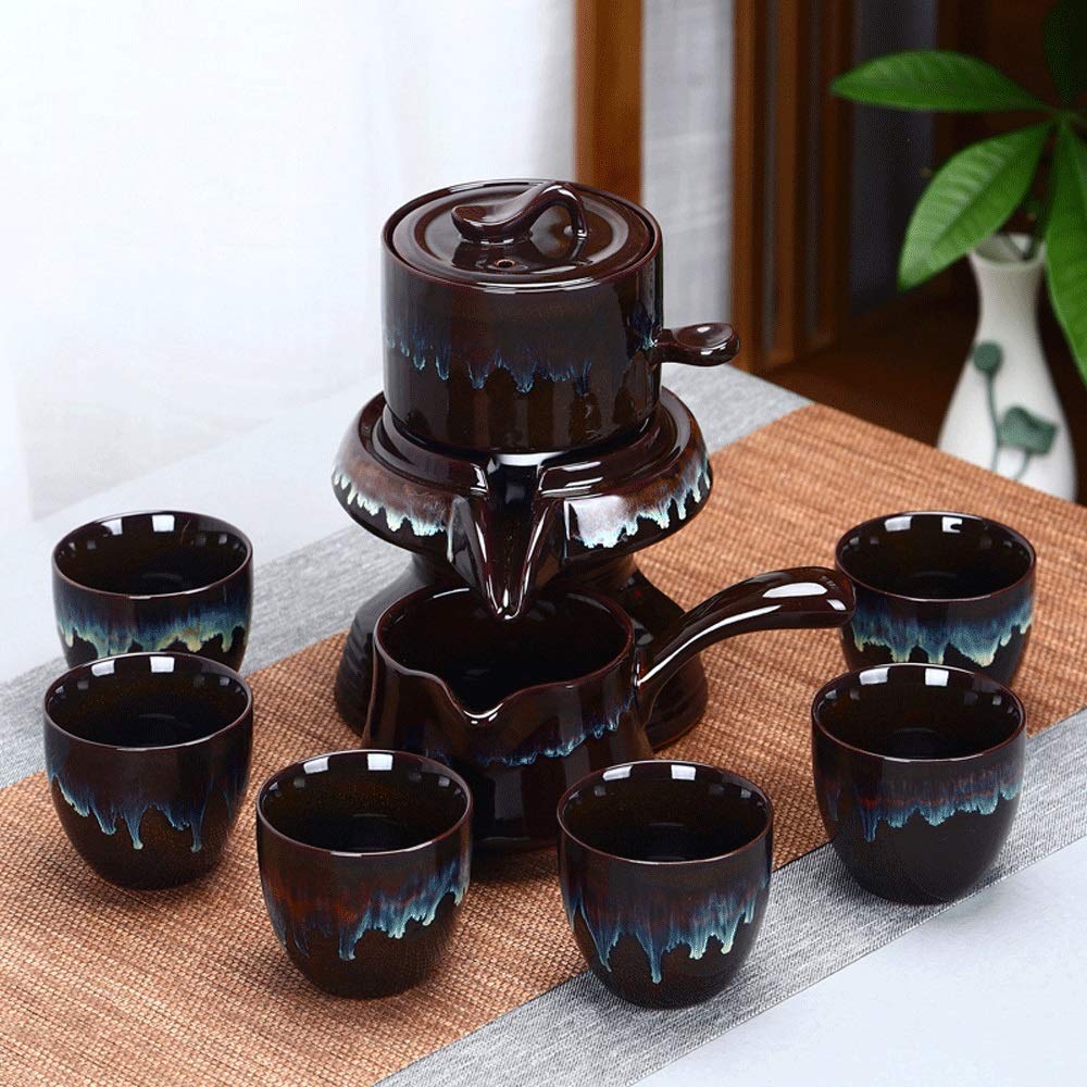 Mopoq Ceramic clay handmade, high temperature firing, 1380°C high temperature firing, semi-automatic Kung Fu tea set set, household ceramic stone mill, lazy kiln, rotating water outlet, office tea mak