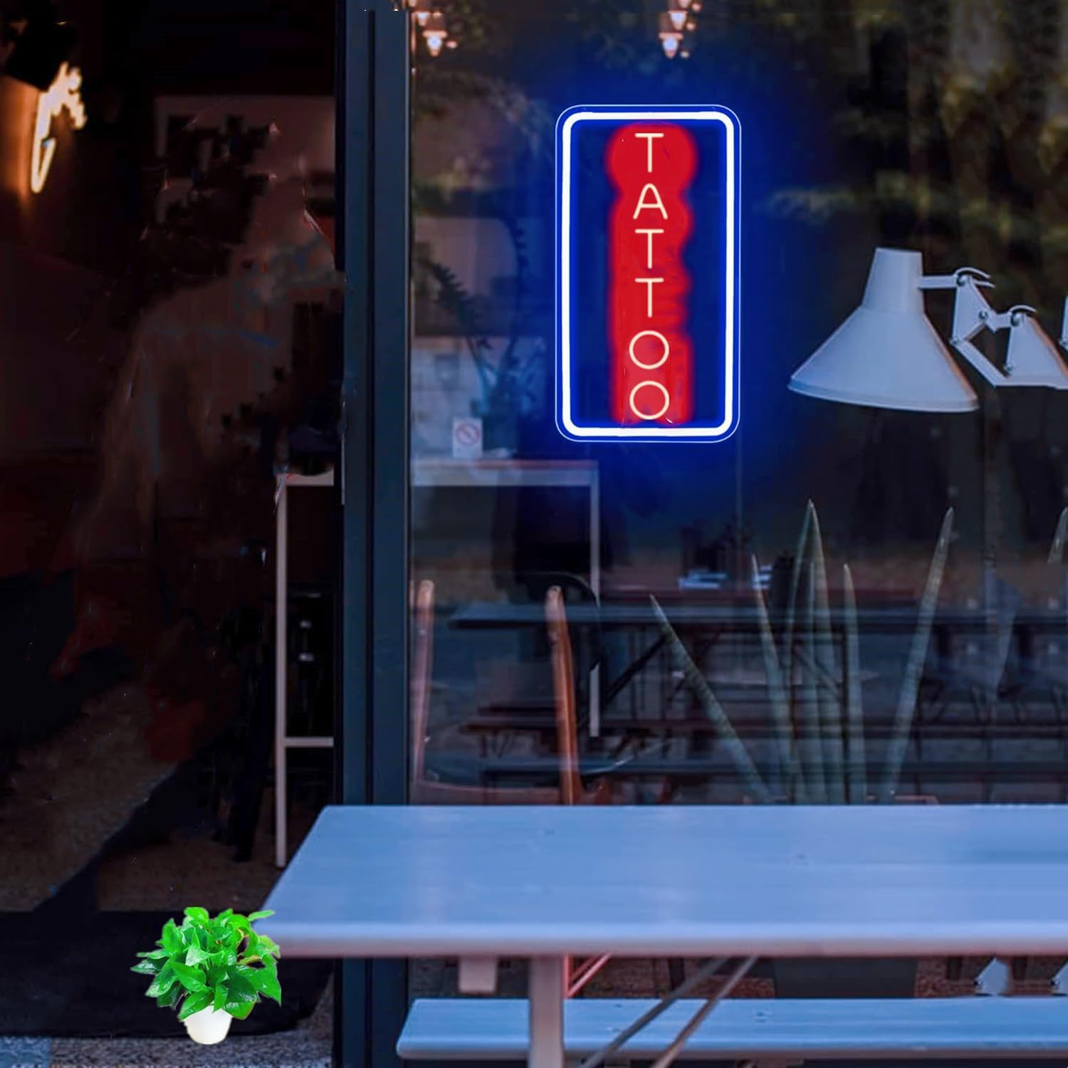 Neon Tattoo Light,LED Arylic Tattoo Neon Sign for Tattoo Shop Door Wall Light up Decor,Reusable and Dimmable Tattoo Gifts for Tattoo Lover,Tattoo Decor Shop Sign Open,40x22.8CM - Image 4