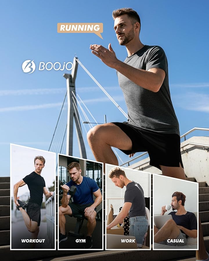 BOOJO 7 Pack Workout Shirts for Men - Quick Dry Moisture Wicking T-Shirts Short Sleeve Tees for Gym Running Athletic Sport - image 5