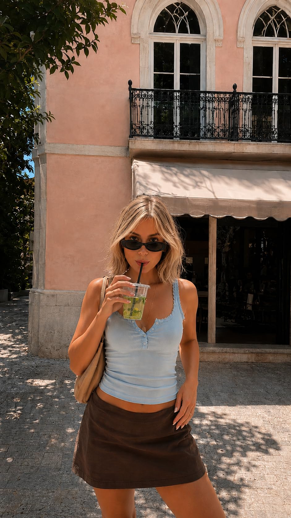 Liora Olivia - Gafas de sol ovaladas, montura delgada de acetato, tonos minimalistas retro de los años 90 para mujer, protección UV400 y funda premium