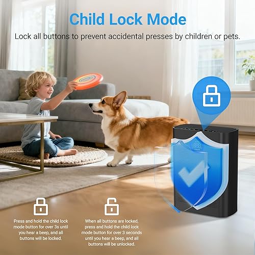 Miniatura 9 de Purificadores de aire para el hogar, habitación grande de hasta 2216 pies cuadrados, limpiador de aire para mascotas con filtro H14 True HEPA 3 en