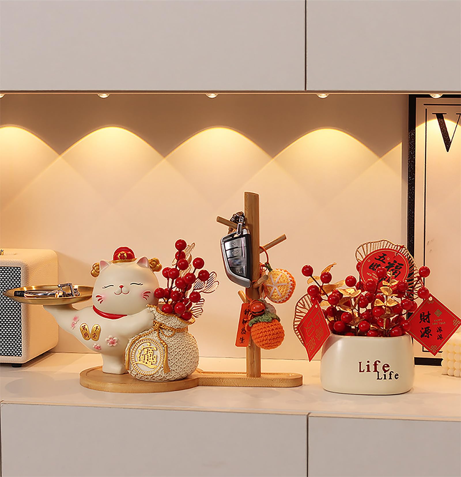 Amazon.co.jp: kanoroto 招き猫 置物 玄関 収納 玄関 鍵置き 収納