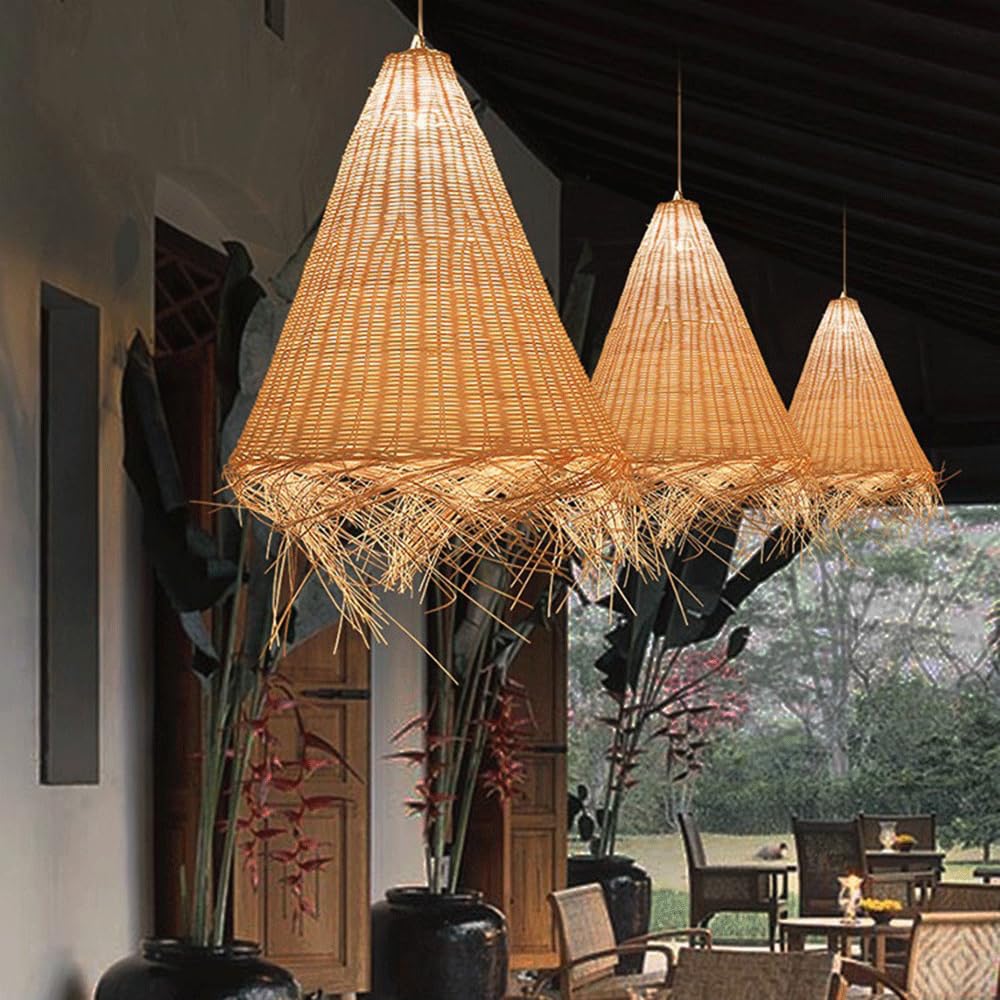 Wisząca Lampa Wisząca Z Rattanu W Stylu Boho, Ręcznie Tkana Wiklina, Do Jadalni, Do Salonu, Sypialni, Kuchni, Na Wyspę, Do Restauracji, Baru. CJSLXGBL