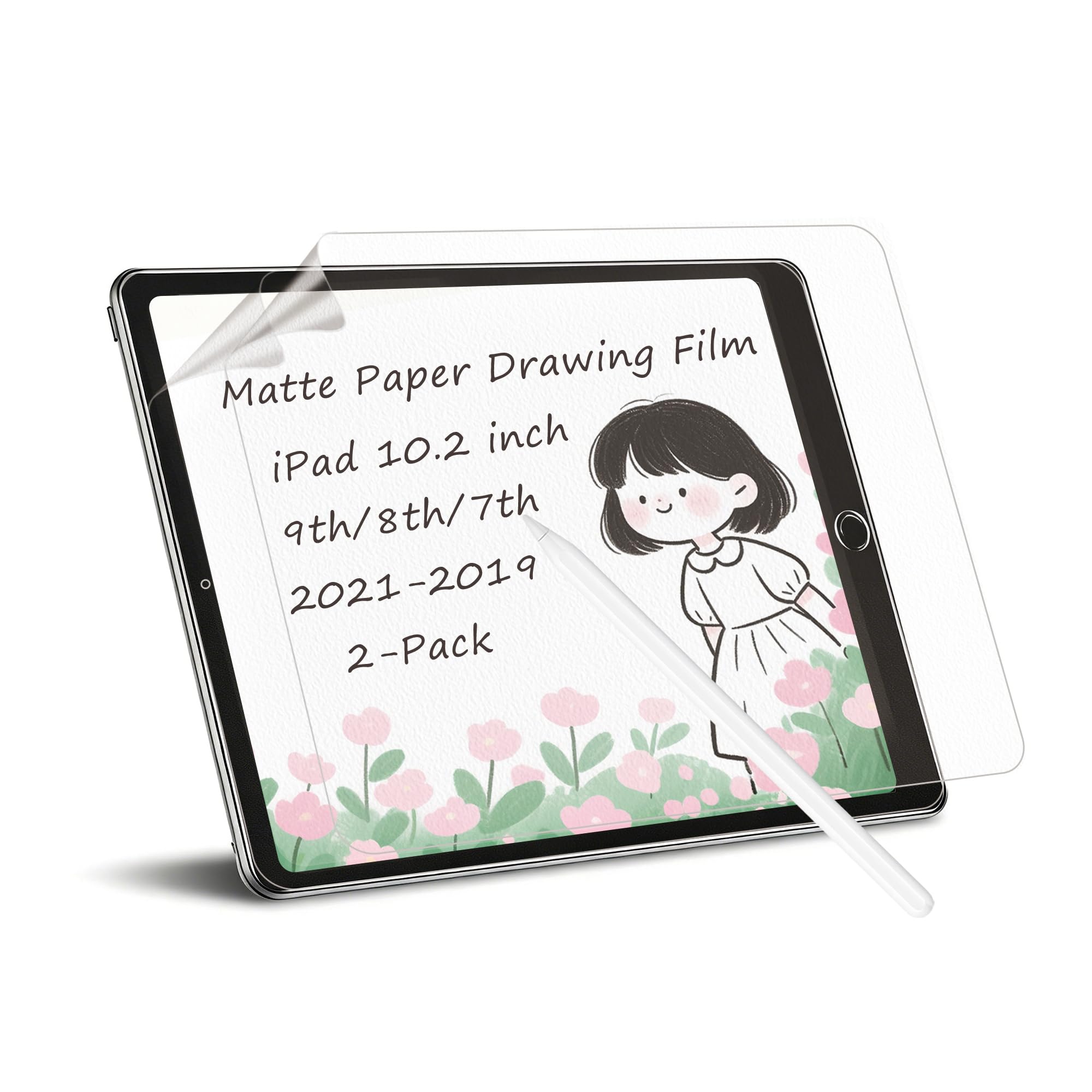 Phimoos [2er-Pack Papier-Displayschutzfolie kompatibel mit iPad 9./8./7. Generation (25,9 cm, 2021/2020/2019), matte Papierfolie, PET-Material zum Schreiben und Zeichnen, Blendschutz