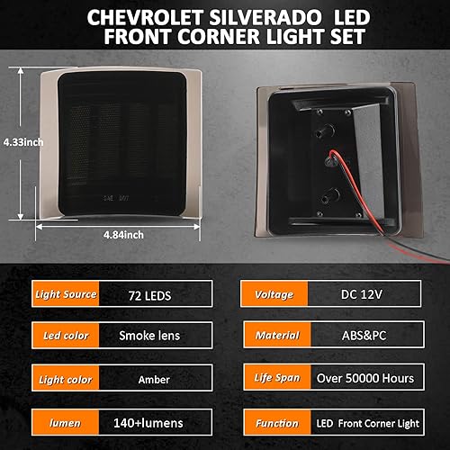 Miniatura 5 de Bestview Luz LED de esquina delantera para Chevy CK C10 1500 2500 3500 Chevy Silverado Tahoe Blazer Suburban GMC Pickup Truck 1994-1998, kit de