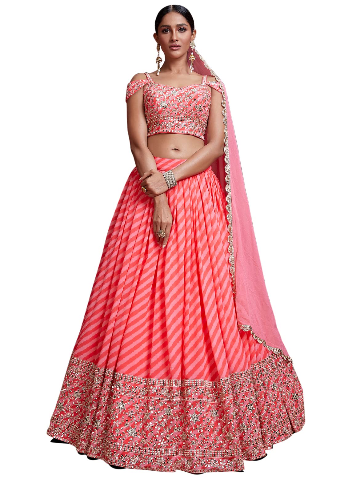 Zeel ClothingWomen's Silk Lehenga Choli With Dupatta Semi Stitched