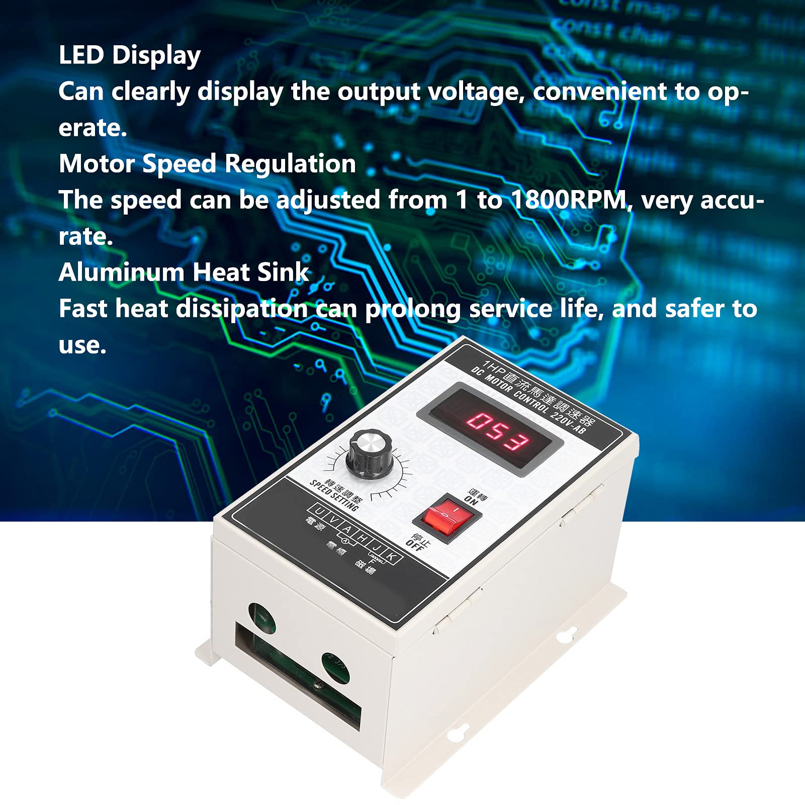 Motor Controller 750W DC Interruttore di Controllo della velocità 1-1800rpm per Fai da Te