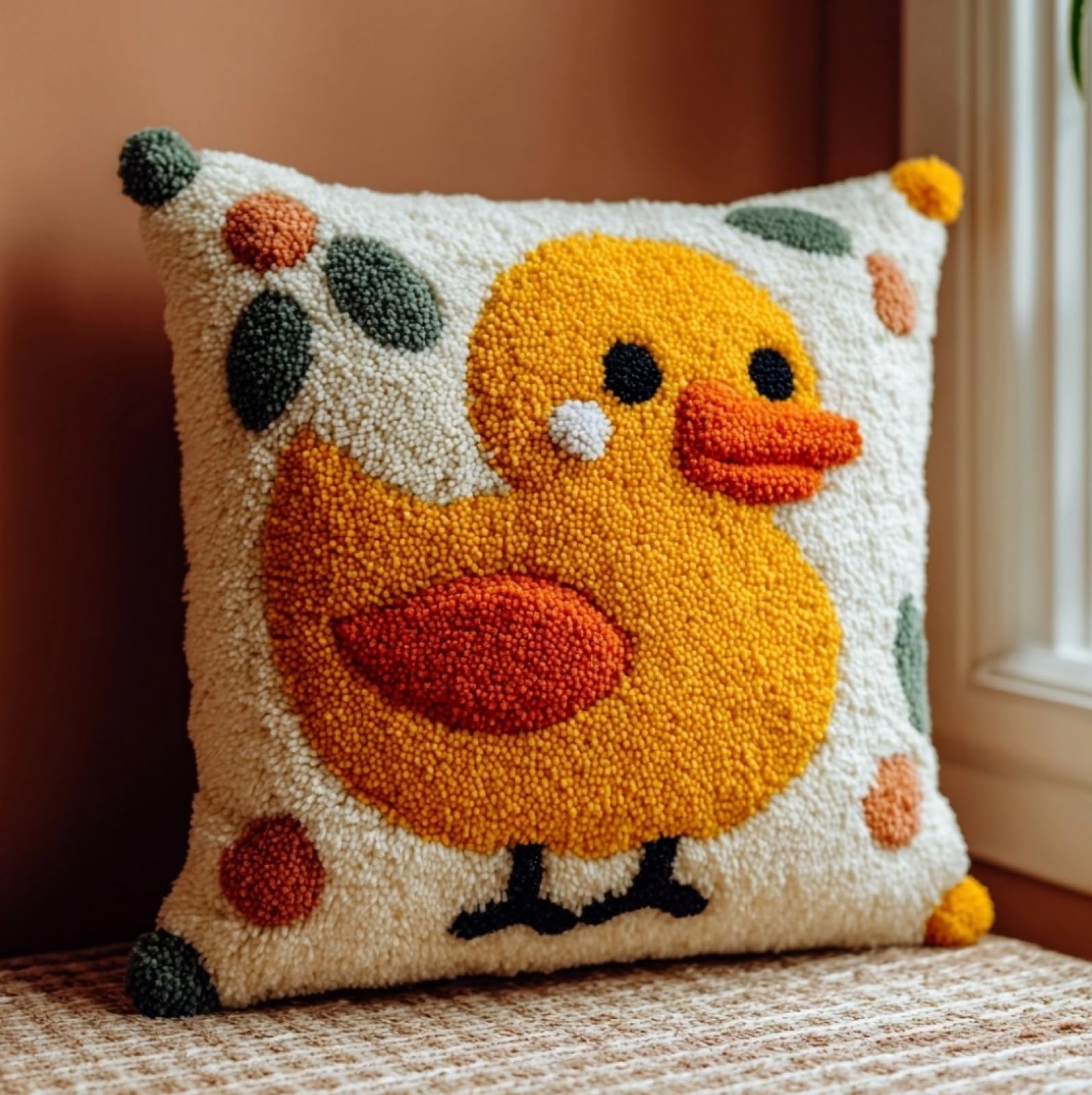 Wallustrioaw Cartoon Duck Latch Hook Kit 17X17 Inch,