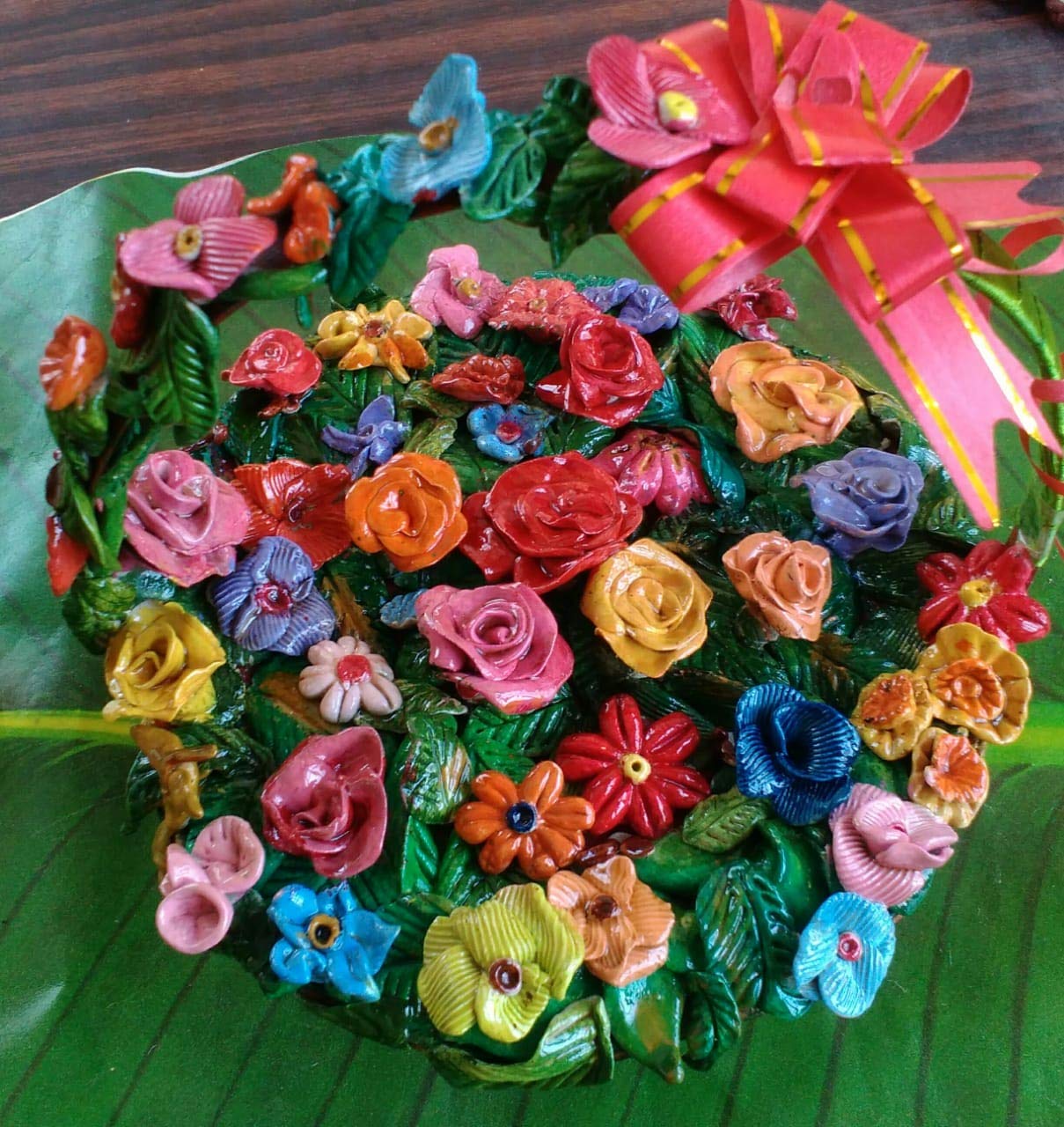 Nawras AR4A1 Shilpakar Flower Basket 9" Dia Ceramic Flowers Amazon