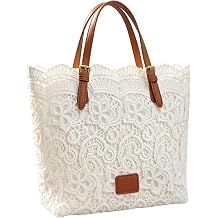 Lace Purse|Crochet Purses For Women, Lace Tote Bag For Women, Large Capacity French Vintage Style Handbag - White