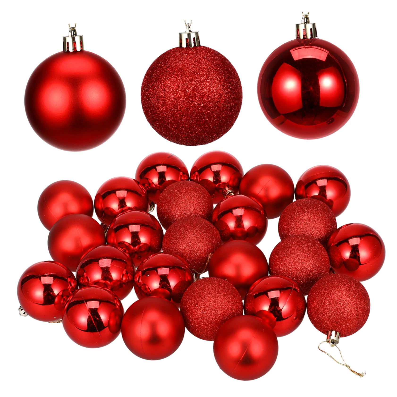 Alipis Weihnachtskugeln Christbaum Anhänger zum Aufhängen Kunststoff Rote 6cm mit Glänzendem Dekor für Festliche zu Hause und Restaurant