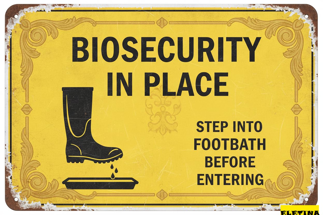 Personalized Sign for Man Cave Biosecurity In Place Step Into Footbath Be E Entering Landscape - Wall Facility S Warning Caution Metal Tin, 8x12in Private Property Decorative