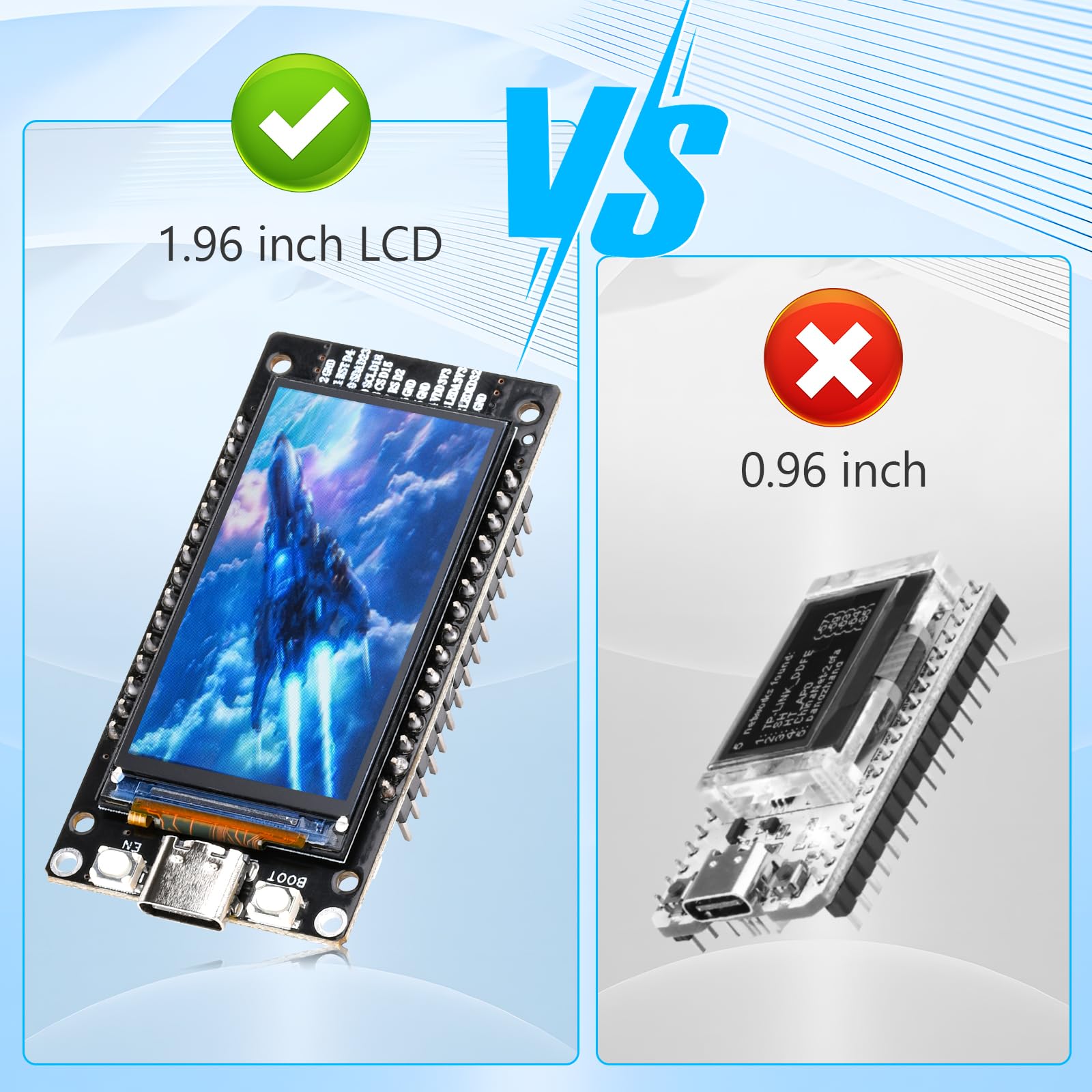 diymore Carte de développement pour ESP32 avec écran LCD 1.96inch 2.4 GHz WLAN WiFi Bluetooth BLE MCU CH340 Chip pour ESP32 32 Nodemcu USB C