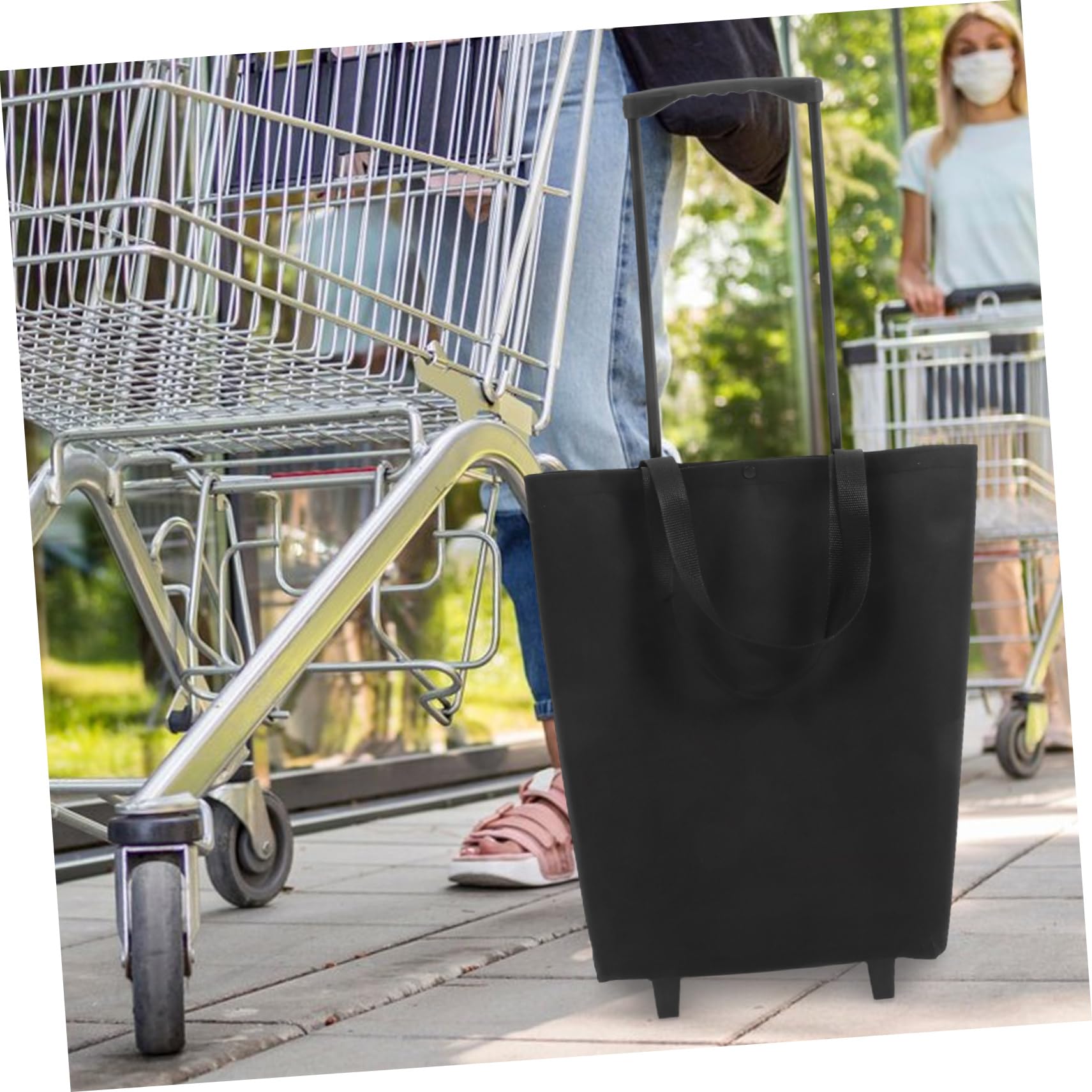 VOSAREA Trolley Acciaio Carbonio Trasportare in per Plastico e Capacità Spesa Pieghevole con Ruote, Grande Oggetti Domestici nella Vita Quotidiana