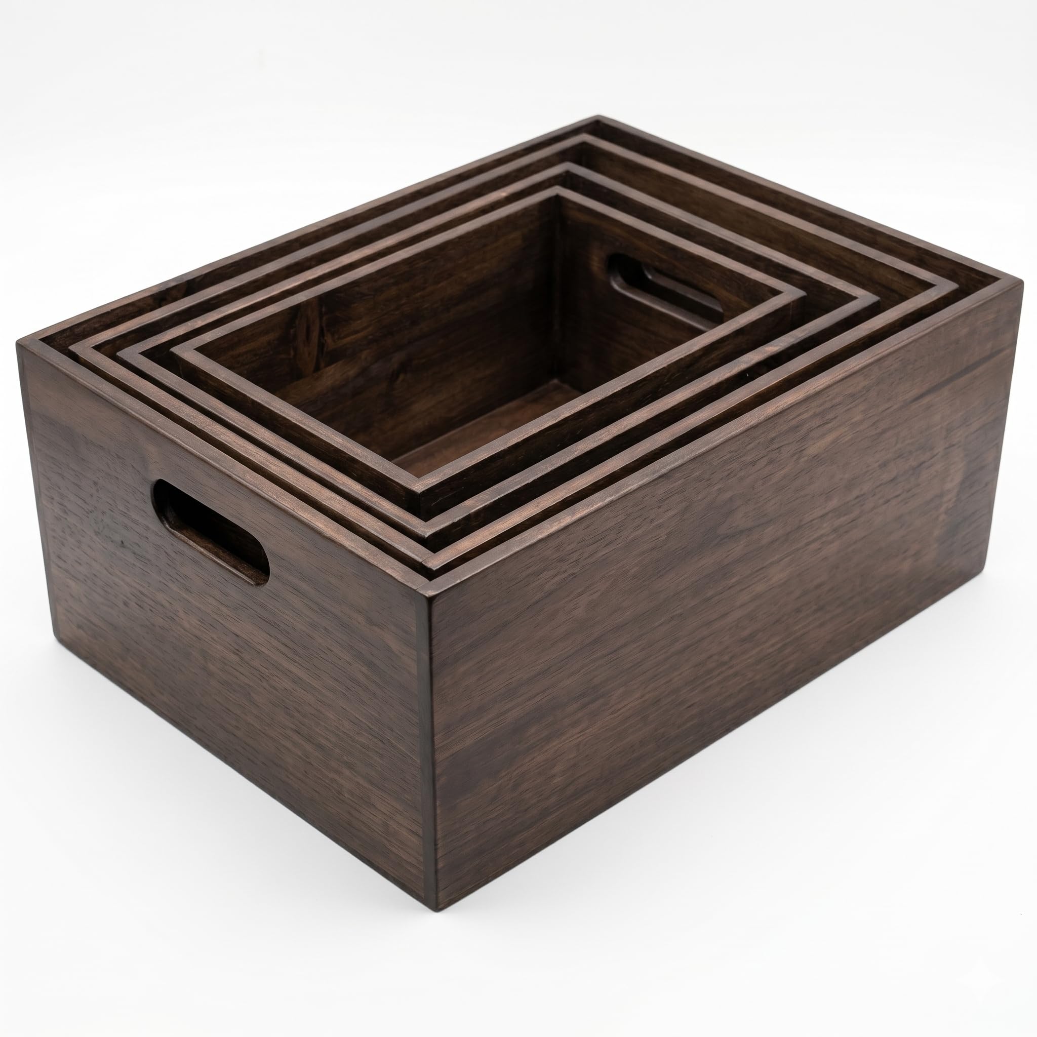 Caisse en bois décorative haut de gamme marron rustique lot de 4 boîtes d'organisation