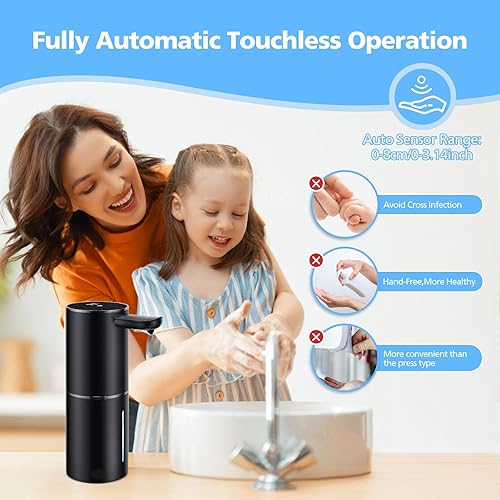 Miniatura 3 de Dispensador automático de jabón líquido, dispensador de jabón recargable USB C de 15.55 onzas, dispensador de jabón de manos sin contacto de 5