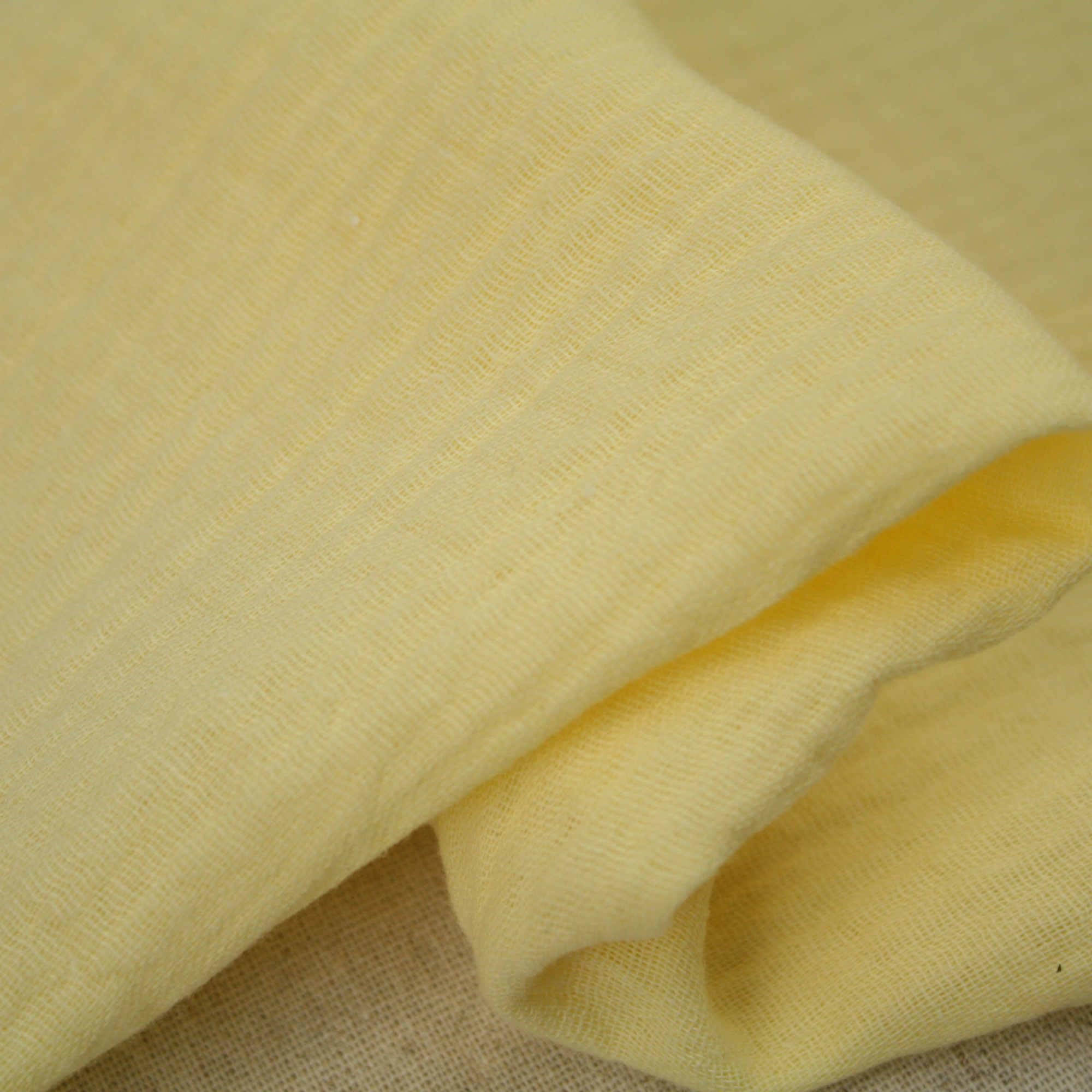 We Love Fabric Double Gauze 100% Cotton Fabric Dressmaking Plain Lightweight Soft Muslin (Yellow Cream), 2402200