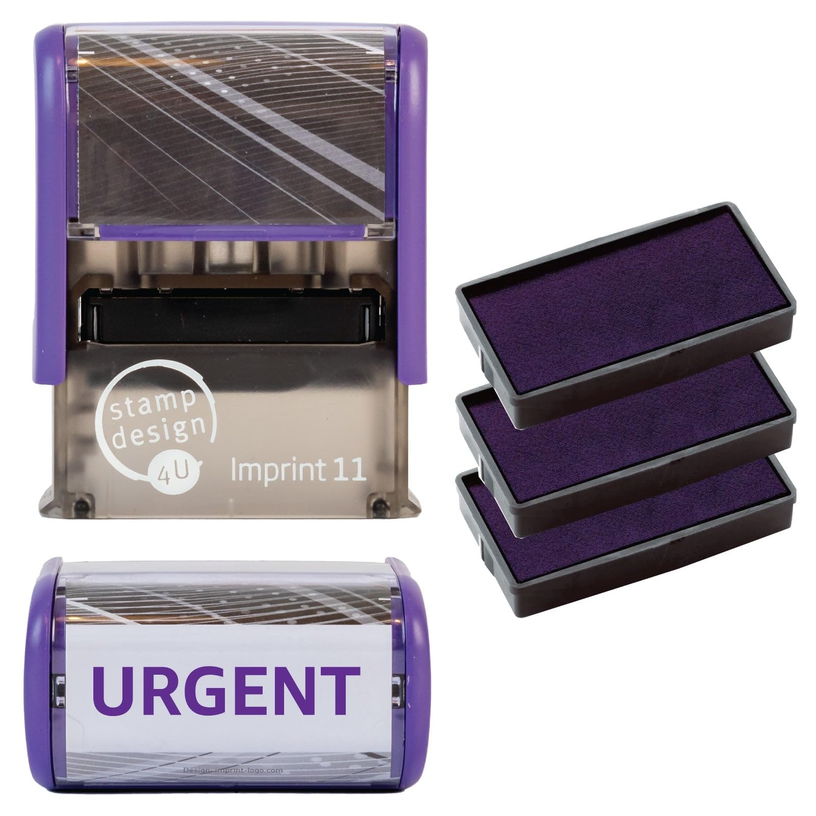 Urgent Self Inking Rubber Stamp for Stamping Your Urgent Documents - Violet Urgent Stamp with 3 Extra Inkpad