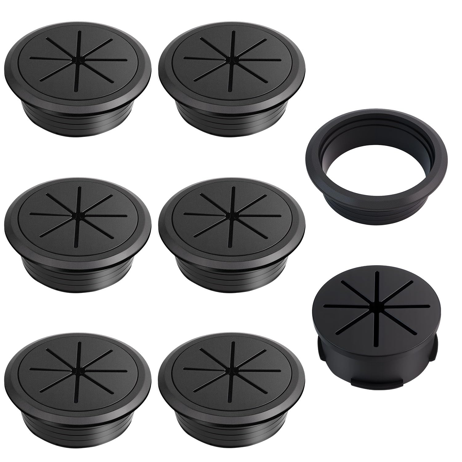 6 Pieces 2 Inch Desk Hole Grommet, Cable Grommet, Wire Management Hole Cover, Abs Plastic Desk Cord Hole Cover with Hole Saw for Wires and Cables