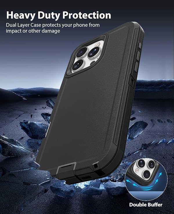 Jelanry for iPhone 16 Pro Max Heavy Duty Tough Shockproof Phone Case Black by Jelanry - Used condition - Image 2