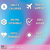 Vista 3 de HydroMATE - Electrolitos en polvo sin azúcar, algodón de azúcar, 30 paquetes de hidratación instantánea con vitamina C para aumentar la energía