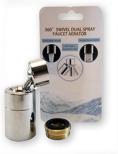 TOTOMO Aireador de grifo de fregadero de cocina (latón macizo), 2 modos de pulverización (ducha y flujo de burbujas) Adaptador de rociador giratorio