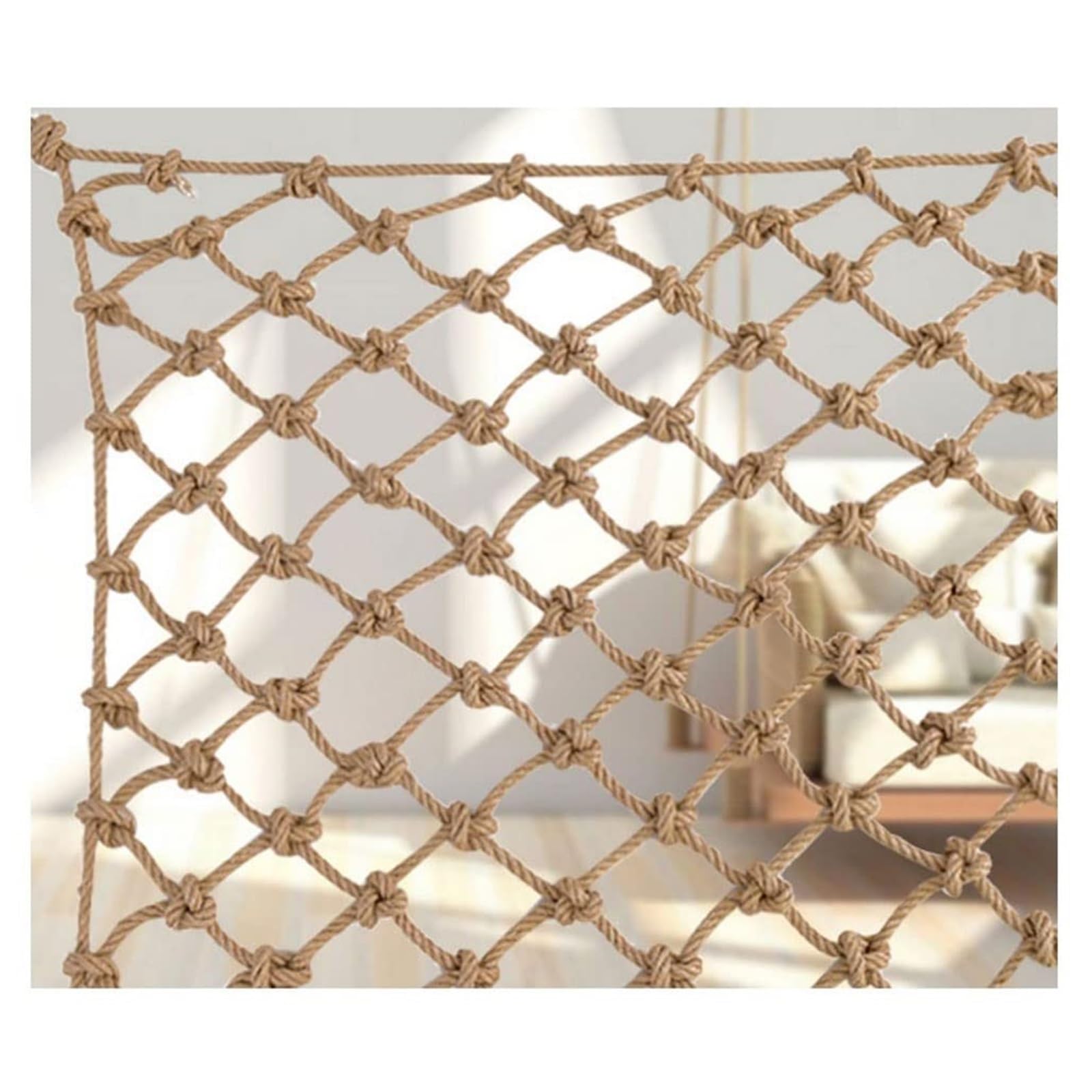 safety net Jute Hemp Rope Nets for Safety and Decoration: Indoor & Outdoor Use Kids' Climbing and Protection 16mm/15cm railings(1 * 2m)