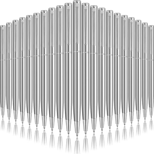 Vista 19 de Zonon 160 bolígrafos de metal delgados a granel, retráctiles, tinta negra metálica de 0.039 in, punta media, bolígrafos de escritura suave
