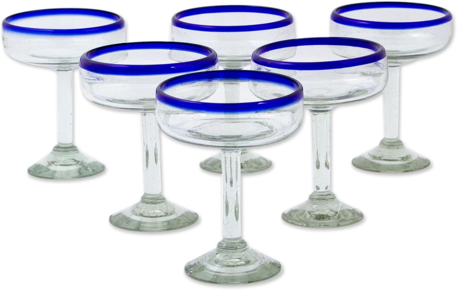NOVICA Hand Blue Recycled, 10 Oz "Cancun Night Blown Wine - View #8