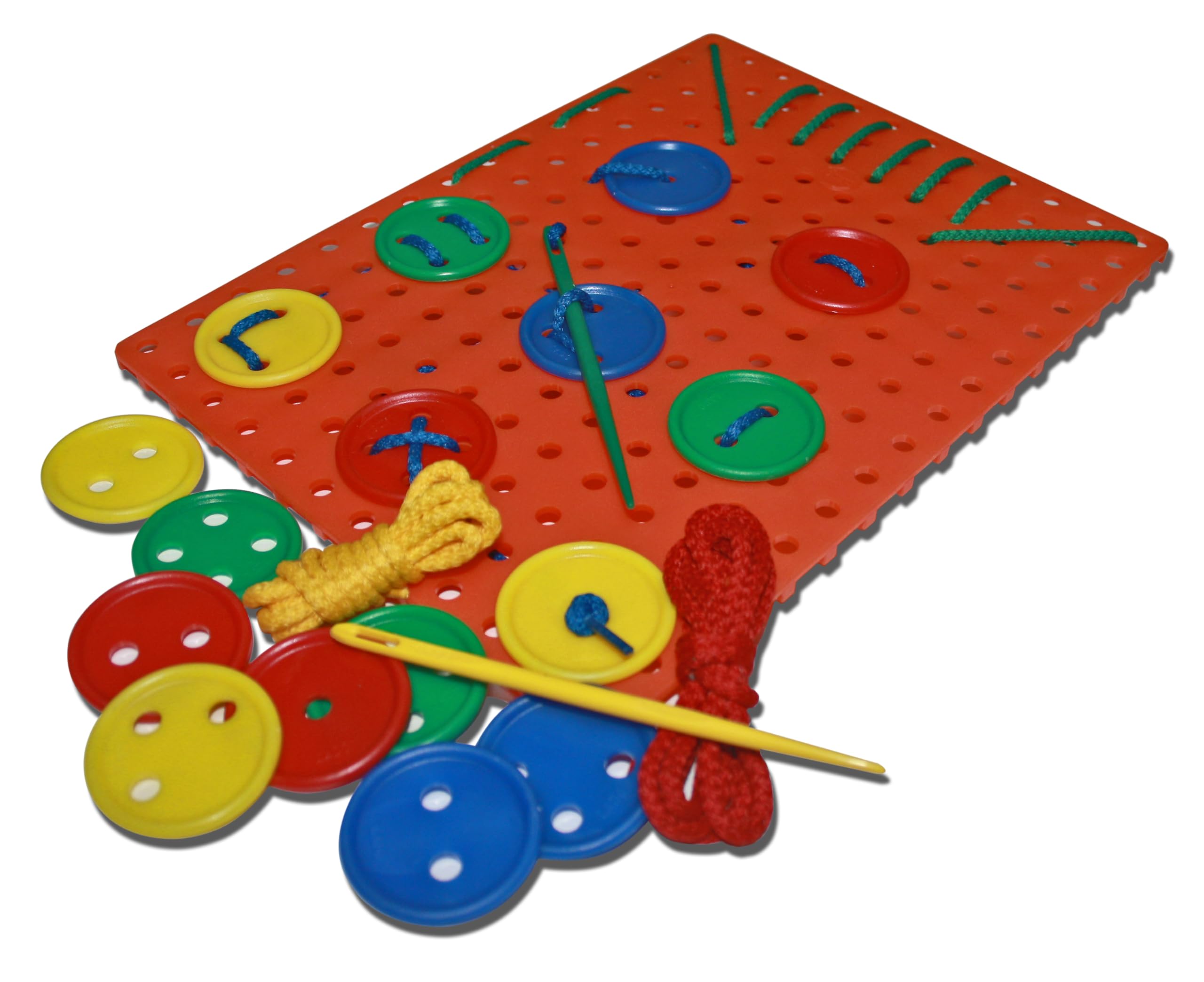Lado. Juego de Costura, Placa para cosidos con Botones Gigantes, Cordones y Agujas con Punta Roma. Destreza Manual. Montessori