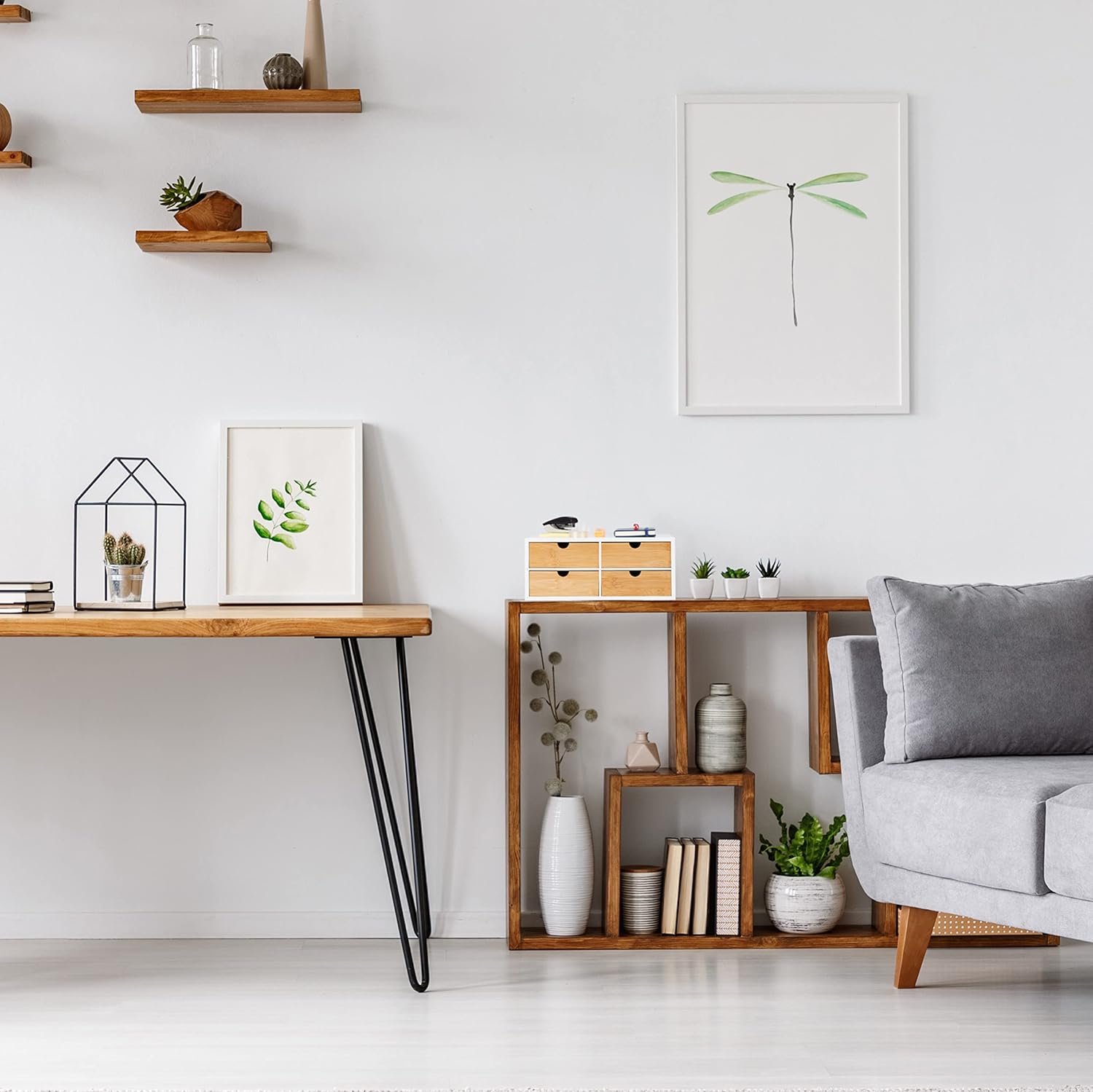 Relaxdays Desk Organiser, 4 Drawers, for Office Supplies, H x W x D: 14 x 33 x 21 cm, Bamboo & MDF, White/Natural