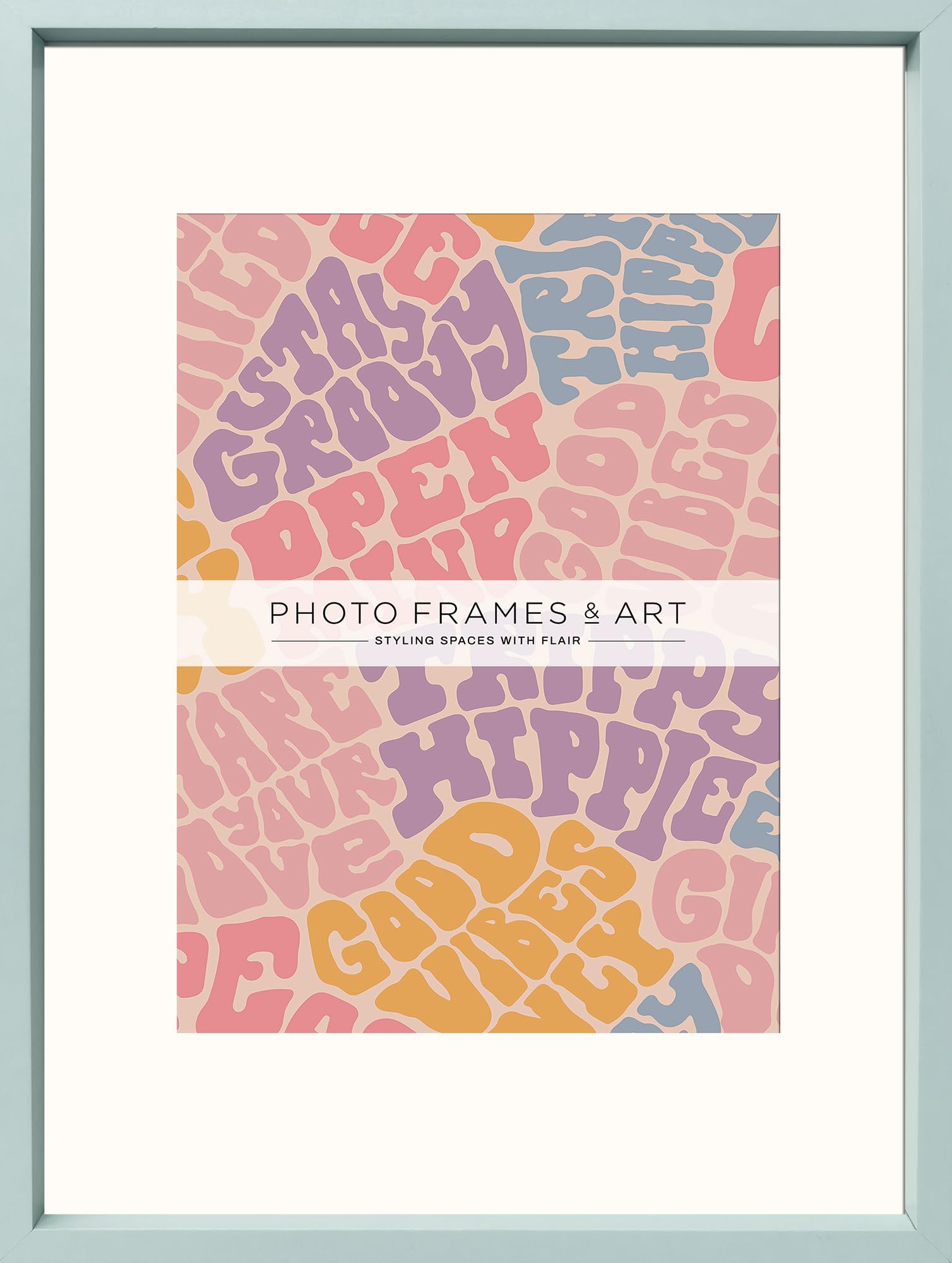 pf+a REAL GLASS Picture Frame For A4 Photo With Mount - A3 For A4 Light Green Poster Frame / A3 For A4 Frame With Mount - Removable Mount