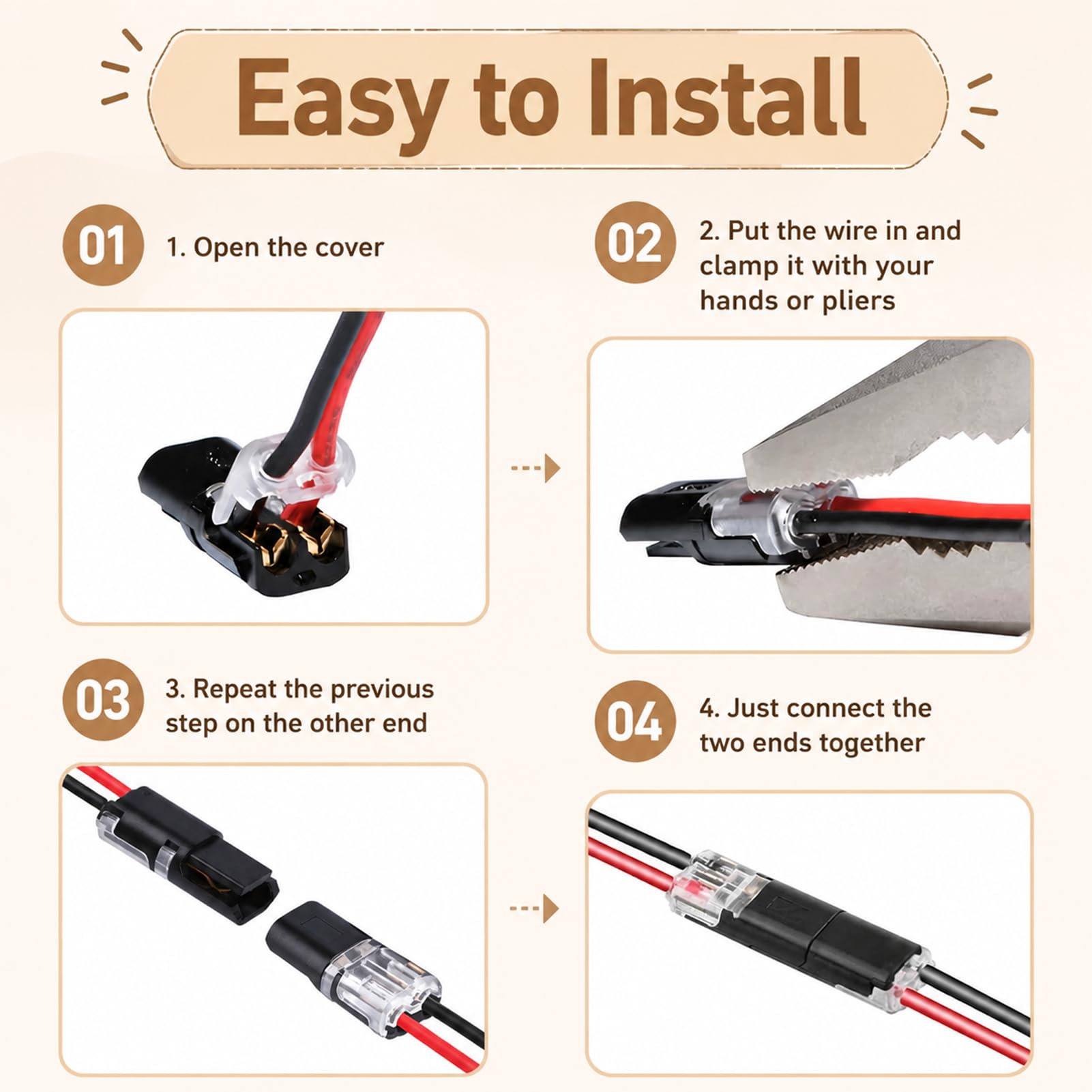 20 Stück 2 Polig Steckverbinder, Auto Stecker 2 Polig Wasserdicht 18–22 AWG Kabel Wiederverwendbare Kabelverbinder Messingkontakt Elektrische Steckverbindung LED Lautsprecher Elektronik Installation