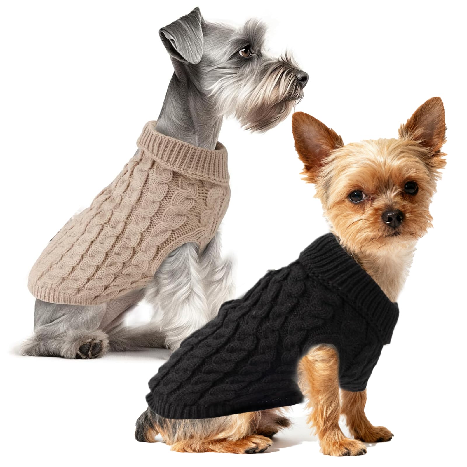 Cfcyhla 2 Pack Dog Jumpers Knitted Turtleneck,Pet Turtleneck Knitting Sweater,Small Jumper,Warm Puppy Sweater for Winter,Warm Winter Dachshund Jumper Cute,Coat Clothes for Pet Outfit(S)