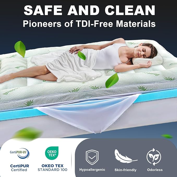 Mattress Pad Cover with Stretches to 18” Deep Pocket Fits Up to 8”-21” Cooling Bed Topper,Soft and Breathable Mattress Protector Cover (Gray, Queen)