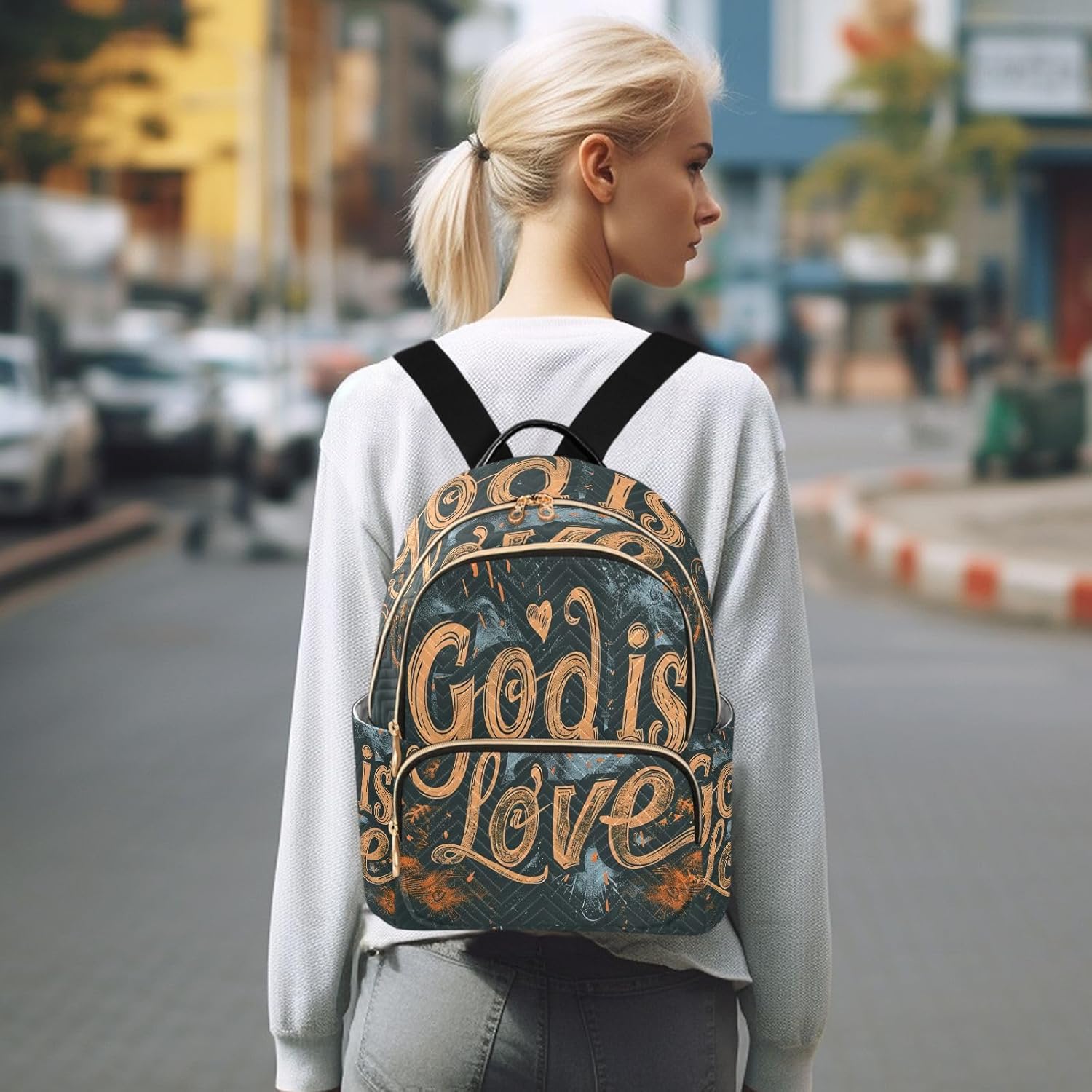 God Is Love Quilted Fashion Backpack Purse for Women – Mini Shoulder Daypack for Travel