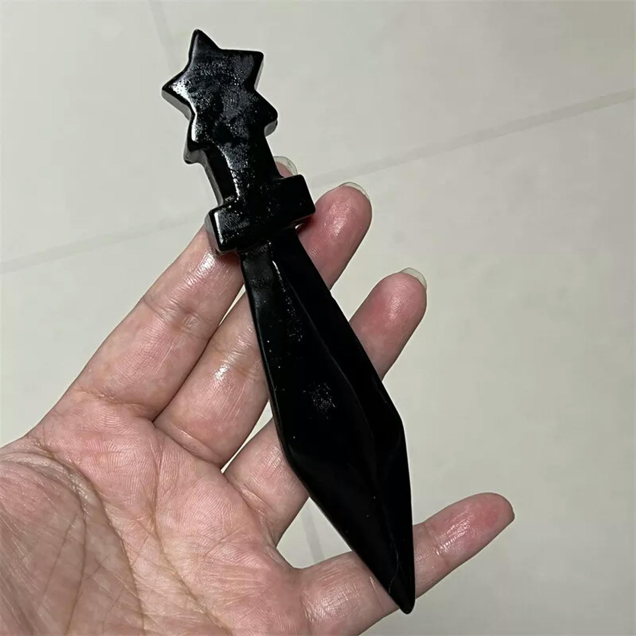 Dague en Obsidienne Naturelle de 5 Pouces et Plus, crâne sculpté, Cristal de Quartz, gemme, 1 pièce