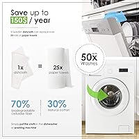 Vista 4 de SUPERSCANDI Paquete de 5 paños de cocina suecos para cocina, 100% biodegradables y compostables, reutilizables, lavables, seguros para alimentos