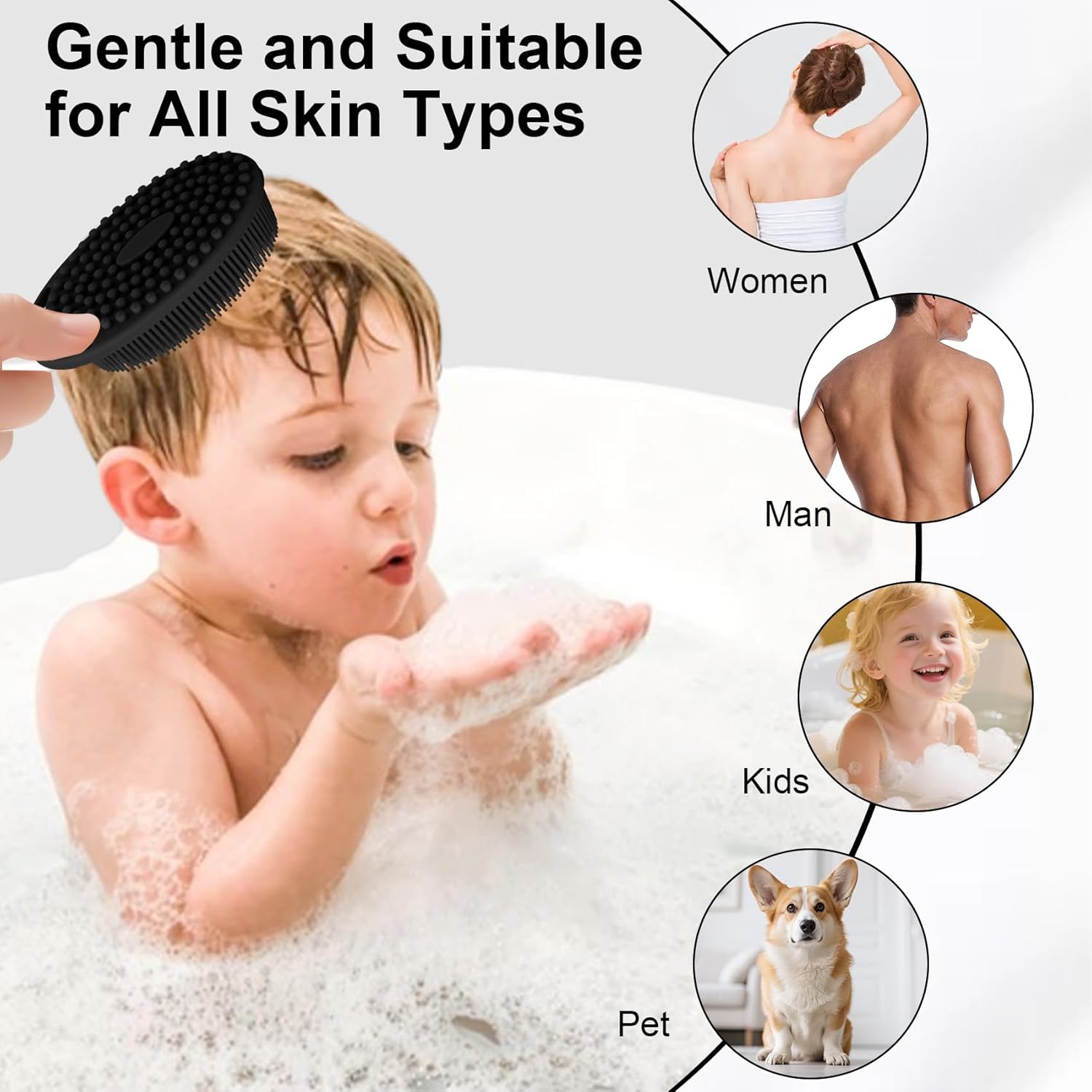 Soft Silicone Body Scrubber, 2 PCS Exfoliating Silicone Loofah, Body Scrubber Shower Brush Exfoliating and Massage 2 in 1, Bath Shower Brush for Cleaning Sensitive Skin Kids Women Men, Lather Well - Image 7