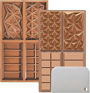 Deep Chocolate Molds Silicone - 4 Different Shapes,Dubai Chocolate Bar Mold,Homemade Candy Bar Baking Molds - Set of 2