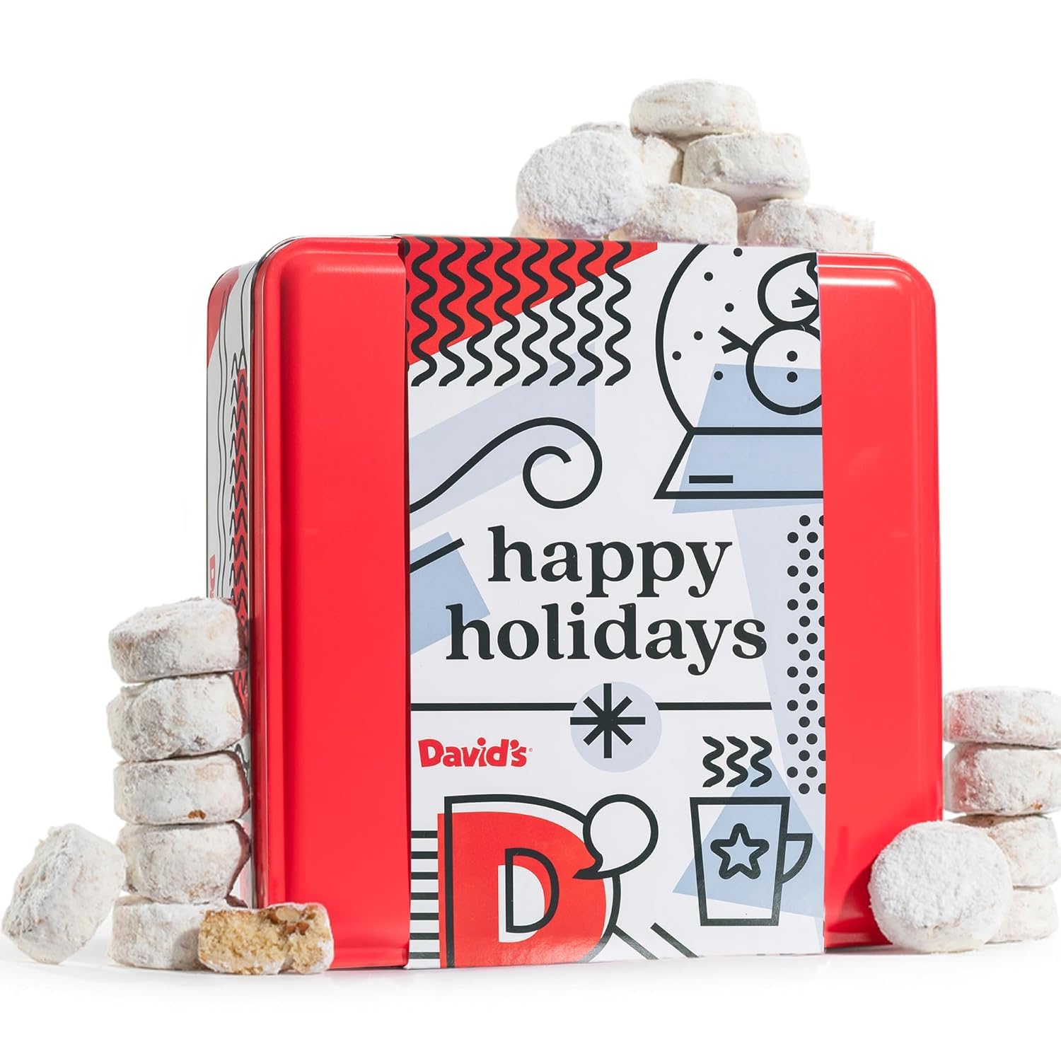 David’s Cookies Butter Pecan Meltaways Flavored Cookies With Crunchy Pecans In A Happy Holidays Themed Tin Gift Box - Deliciously Soft and Gourmet Melt In Your Mouth Flavorful Cookies In A Beautiful Holiday Gift Tin- 2Lbs